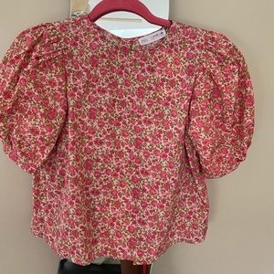 ZARA floral printed pink top with buttoning back
